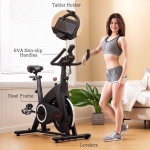 Bicicletă Magnetică cu Ghidon, Șa Reglabilă și Monitor LCD, 106x53x111-123 cm, Negru - Img 9