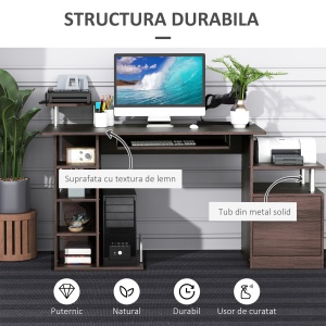 birou din lemn, pentru calculator,152x60x80cm, maro - Img 5