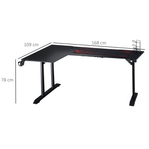 Birou pe Colt pentru Gaming, cu Carlig pentru Casti si Suport pentru Pahare - Img 3