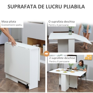 Birou Pliabil cu Etajera Integrata si Roti - Img 4
