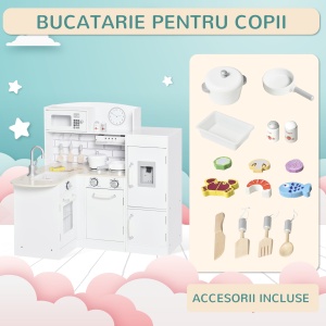 Bucatarie Jucarie Lemn – Accesorii Incluse, Chiuveta & Frigider - Img 5