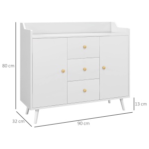 Bufet 90×80 cm – Alb, PAL & Lemn de Pin, Design Elegant - Img 3