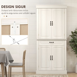 Bufet Bucatarie – Stil Colonial Lemn Alb 80×35×180 cm - Img 5