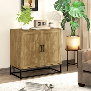 Bufet Bucătărie, Dulap Depozitare cu 2 Nivele și Raft Reglabil, Mobilier Pal Melaminat Lemn Natural, 80×40×78 cm - Img 2