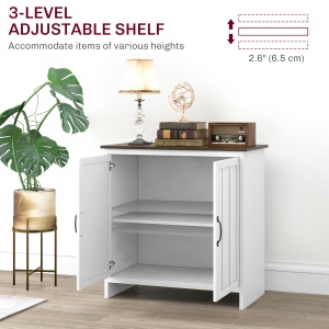 Bufet Modern pentru Bucătărie, Mobilier cu 2 Uși și Raft Reglabil din Lemn, 80x39,7x80 cm, Alb - Img 4