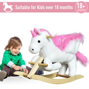 Cal tip Balansoar Unicorn cu Musica din Metal si Lemn 65x32x55cm - Img 7
