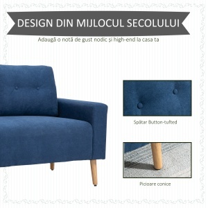 Canapea 2 Locuri – Stil Nordic, Matlasata, 145×76×88 cm - Img 4