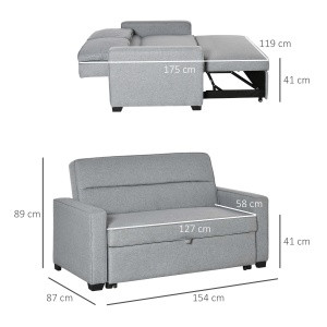 Canapea Extensibila 2 locuri cu 3 pozitii spatar 154x87x89 cm – Textil - Img 3