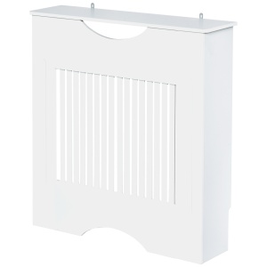 Capac de radiator din MDF alb, cu blat si design anti-inclinare, 78x19x82 cm - Img 1