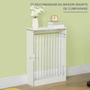 Capac pentru radiator modern din MDF si otel, 60x18x84cm, alb - Img 5