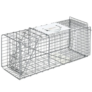 Capcana pentru animale , 66 x 24 x 30,5 cm Cusca umana pentru rozatoare pentru iepuri, veverite, nurci, vole, argintie - Img 1