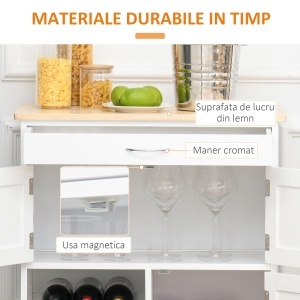carucior bucatarie, suport pentru sticle, 67x37x87cm - Img 8