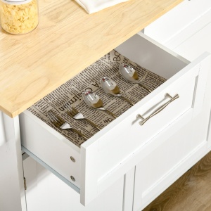 Carucior de Bucatarie Multifunctional cu 2 Sertare, Dulap si 4 Roti, 104x46x91cm - Alb - Img 8