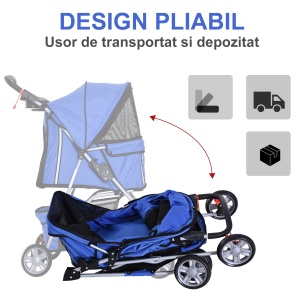 Carucior pentru Caini 75×45×97 cm cu suport pahar si cos - Img 4