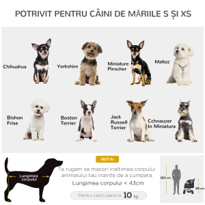 Cărucior pentru Câini Pliabil cu Mâner Reversibil și Roți din EVA - Img 9