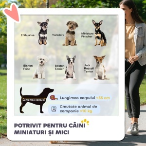 Cărucior pentru Câini Pliabil și Convertibil în Geantă de Transport cu 2 Lese și Pernă, 82x49.5x98 cm, Albastru - Img 4