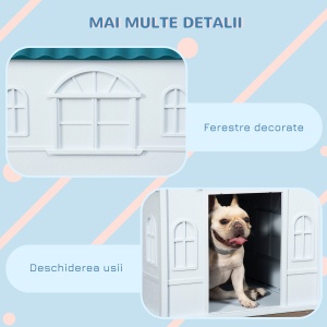 Casa din plastic pentru caini de talie mare, cu protectie pentru orice vreme, albastru, 65 x 75.7 x 63 cm; - Img 6