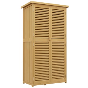 Casuta de Gradina cu Acoperis Impermeabil, pentru Depozitarea Uneltelor, 87x46.5x160 cm, Galben - Img 1