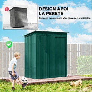 Căsuță de Grădină din Metal cu Guri de Aerisire și Ușă Glisantă, 159x106x181 cm, Verde - Img 6