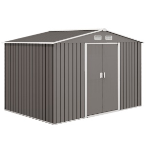 Casuta Gradina Gri 277×191×192 cm – Din Lamiera de Fier - Img 1