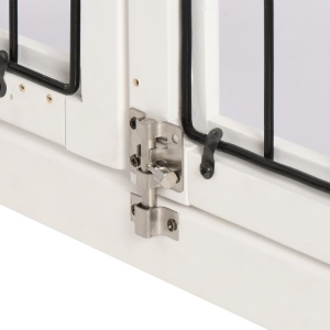 Casuta pentru Caini de pana la 30 kg de Interior din Lemn si Otel, 58,5 x 81 x 66 cm - Alba - Img 8