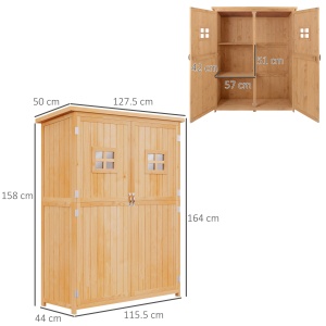 Casuta pentru gradina din lemn de brad, cu rafturi 127.5x50x164 - Img 3