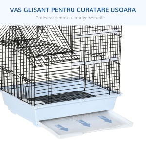 Colivie Metalica 39×33×47 cm – Alb, cu Tava, Cuiere & Leagan - Img 5