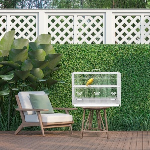 Colivie pentru Pasari din Metal cu Stinghii, Boluri pentru Mancare si Maner, 60x41x41cm, Alb - Img 4