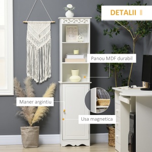 Coloana Baie Lemn Alb – 40×23×160 cm, Decor Sculptura Florala - Img 6