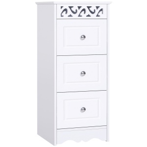 Comoda Baie Lemn Alb – Decor Floral Sculptat 30×30×68.5 cm - Img 1