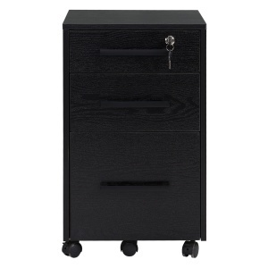 Comoda Birou Neagra – 3 Sertare cu Roti 39×40×65,4 cm - Img 7