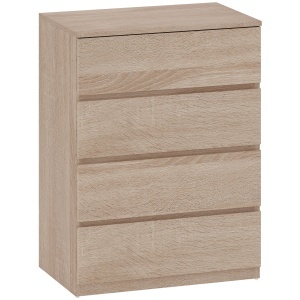 Comodă cu 4 Sertare, Mobilier Înalt, Sertare cu Șine Metalice și Caneluri, Alb
