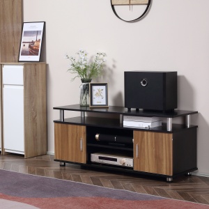 Comodă cu Suport TV cu Dulap și Etajere, Dulăpior pentru Salon și Sufragerie, 120x40x52.2 cm, Negru - Img 4
