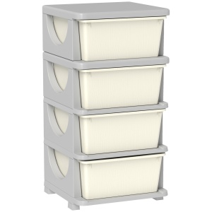 Comodă din Plastic Colorat cu 4 Sertare Nuanță Crem 37x37x76cm - Img 1