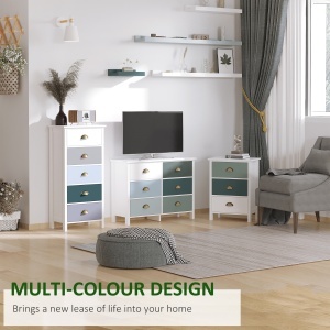 Comodă pentru Dormitor cu 5 Sertare Colorate, cu Mânere Metalice, 45x30x95.4 cm, Multicolor - Img 4
