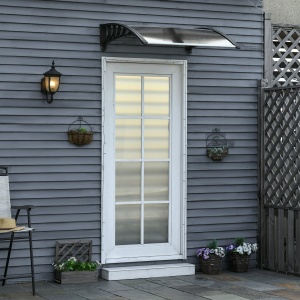 Copertina de Exterior din Policarbonat pentru Usi si Ferestre cu Kit de Montare 100x100x26cm - Maro - Img 2