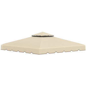 Copertina de schimb pentru foisor de gradina cu acoperis cu 2 niveluri, capac din poliester pentru foisor de 3x3m, bej - Img 1