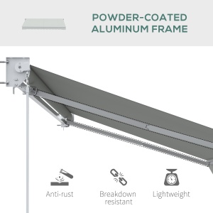 Copertina pentru soare cu brate si actionare manuala, din aluminiu si poliester pentru exterior, 295x200 cm, alb crem - Img 7