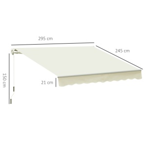 Copertina pentru soare tip rulou cu manivela, din aluminiu si poliester, 295x245cm, alb - Img 3