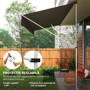 Copertină Retractabilă cu Braț Pliabil, 400x120 cm, Gri Închis - Img 6
