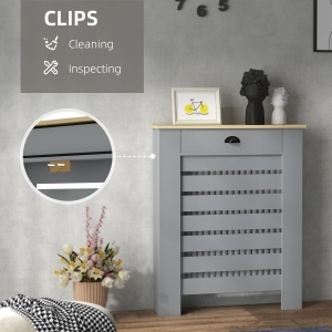 Copertură pentru Calorifer din MDF cu Sertar, 78x19x95.5 cm, Gri - Img 5