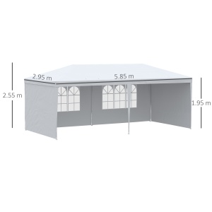 Cort de gradina pliabil pentru petreceri si evenimente cu panouri detasabile, otel si PE, 5,85x2,95 m, alb - Img 3