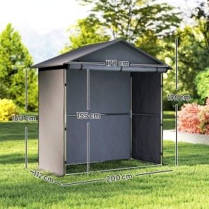 Cort Garaj cu Intrare Rulabilă, Corzi și Țăruși, 1.1x2 m, Gri Închis - Img 3