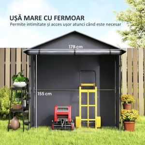 Cort Garaj cu Intrare Rulabilă, Corzi și Țăruși, 1.1x2 m, Gri Închis - Img 5