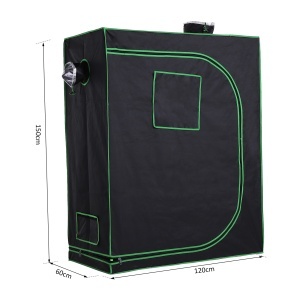 Cort Hidroponic pentru Cultivare din Oxford 600D cu 3 Prize de Aer Reglabile și Fereastră, 120x60x150 cm, Negru - Img 3