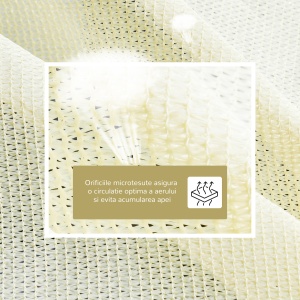 Cort Parasolar Pătrat din HDPE, Crem, 3x4m - Img 4