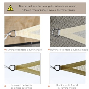 Cort Parasolar Triunghiular, Alb Crem, 3x3x3m - Img 7