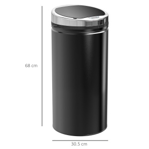 Coș de gunoi automat de 50L cu senzor infraroșu, din oțel și plastic, 30.5x30.5x81.5cm - Img 3