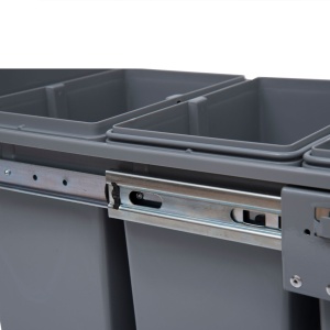 Cos Gunoi Ecologic 40L – 3 Compartimente Separate, Gri - Img 9