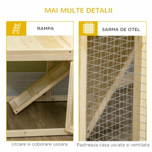 Cotet din molid cu tava detasabila, 3 usi si zona exterioara, 151,5x106x97 cm, culoare lemn - Img 7